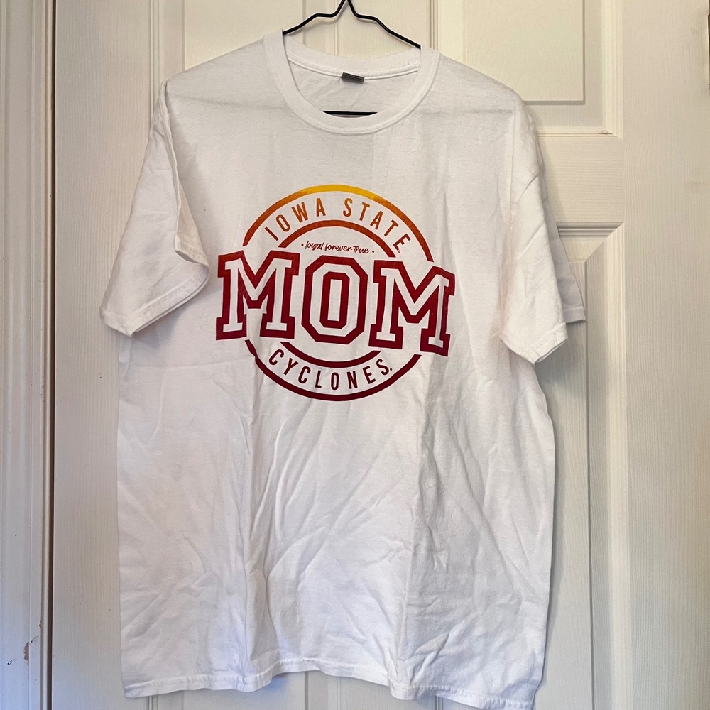 Barefoot Iowa State Cyclones Mom T-Shirt White‎ Short Sleeve Graphic Tee L